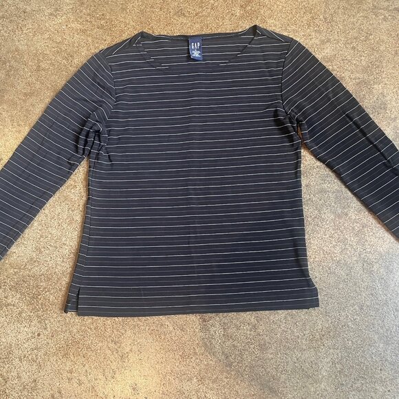 GAP 3/4 Sleeve Black Striped Shirt - Picture 1 of 7